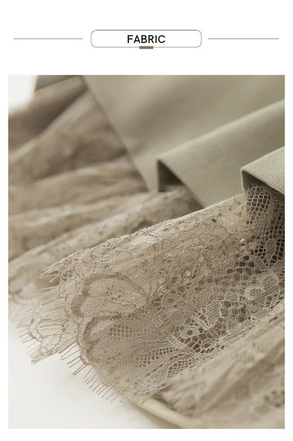 Minimalism Skirts for Woman 2025 Spring New Elegant Patchwork Lace Women's Clothing Retro Lady A-Line Pleated Skirt12443013