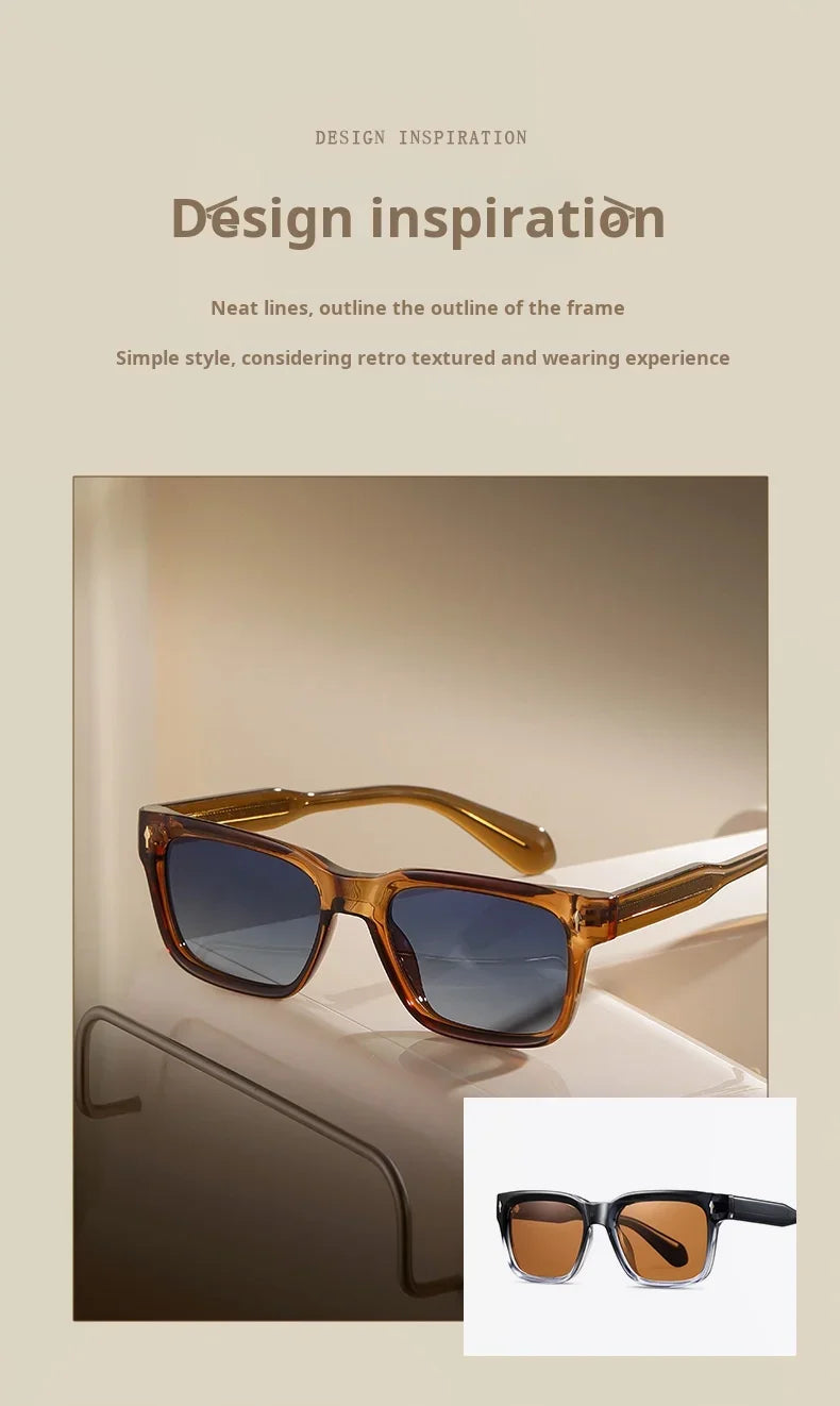 New Retro Square Polarized Men and Women Sunglasses Fashion Trend Big Size Driving Travel UV Protective Glasses