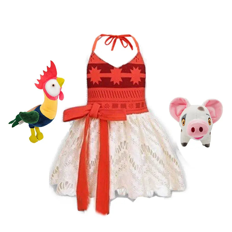 2026 Baby Girls Moana Halter Dress Role Playing Princess Dress Summer Clothing Hawaii Toddler Vaiana Cute Mini Sundress 1-6Y