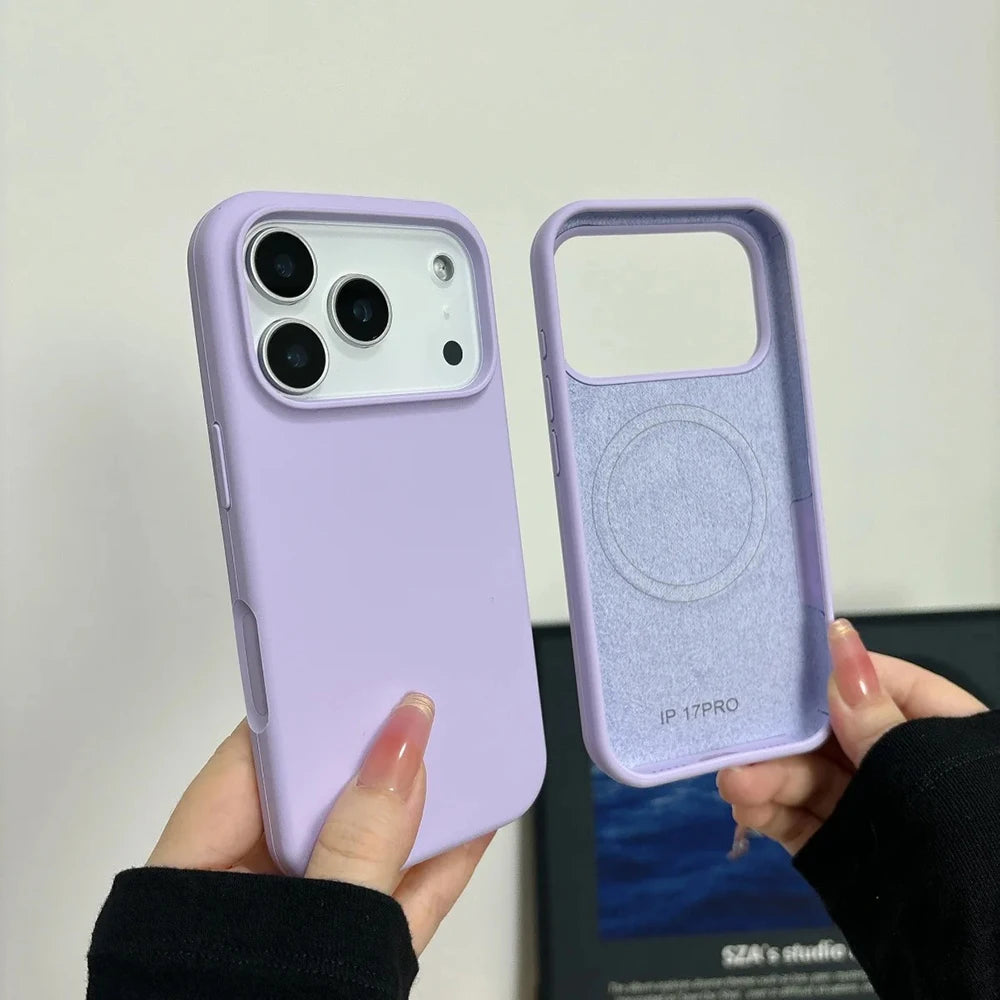Original Liquid Silicone For Magsafe Phone Case for iPhone 17 16 15 14 13 Pro Max 17Pro Official Magnetic Soft Protective Cover