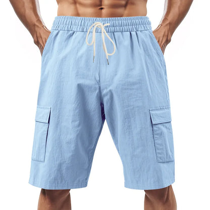 Casual Shorts Men Pants Men Sweatpants Joggers Fitness Clothing Multi-Pocket Work Shorts Relaxed-Fit Linen Pantaloncini Uomo