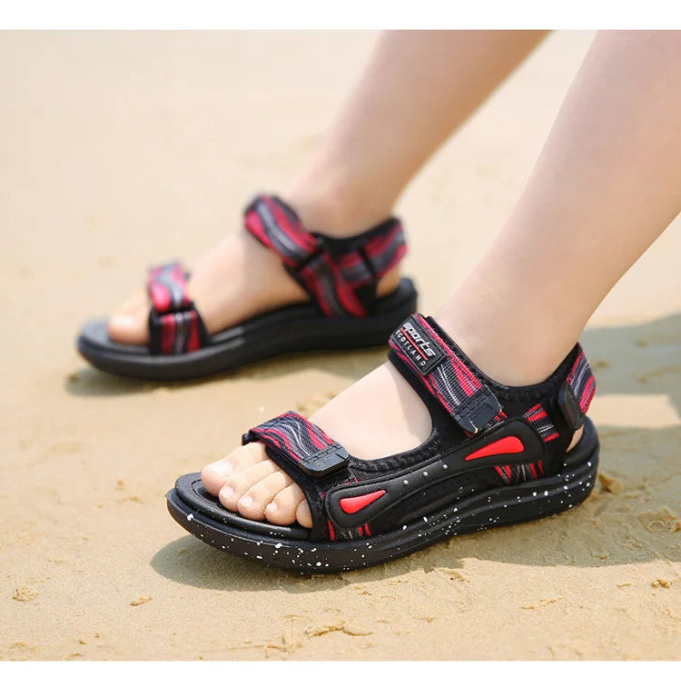 Summer Kids Sandals Boys Beach Shoes Breathable Flat Sandals EVA Leather Children Outdoor Shoes Size 28-41