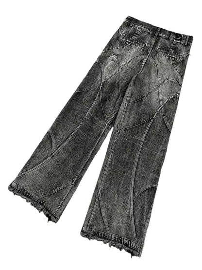 Vintage Y2k Streetwear Punk Hip Hop Jeans Women Pants Grunge Baggy Ripped Denim Trousers Gothic Distressed Wide Leg Jeans Goth