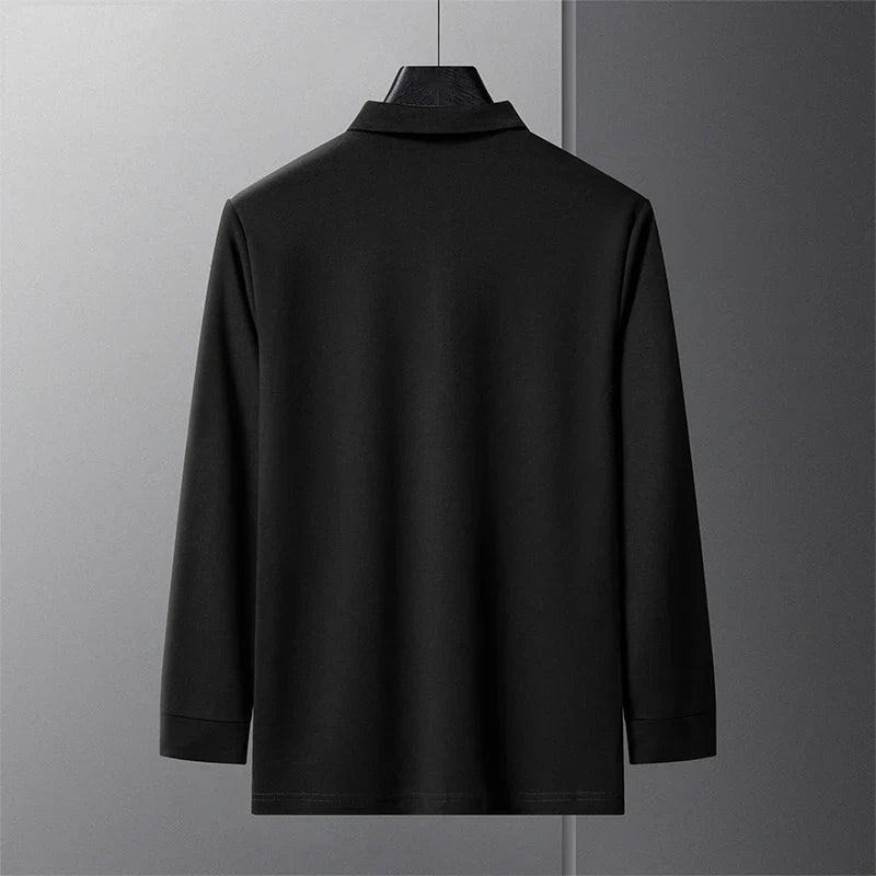 New Best-selling Spring and Autumn Men's Trendy Fashion Lapel Embroidered Long Sleeved Top Polo Shirt Sweatshirt T-shirt
