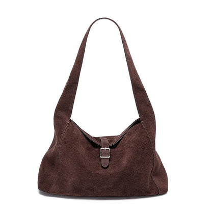 New Winter Women's Natural Suede Leather Bags Female Soft Cowhide Durable Crossbody Shoulder Bag Ladies Fashion Commute Handbags