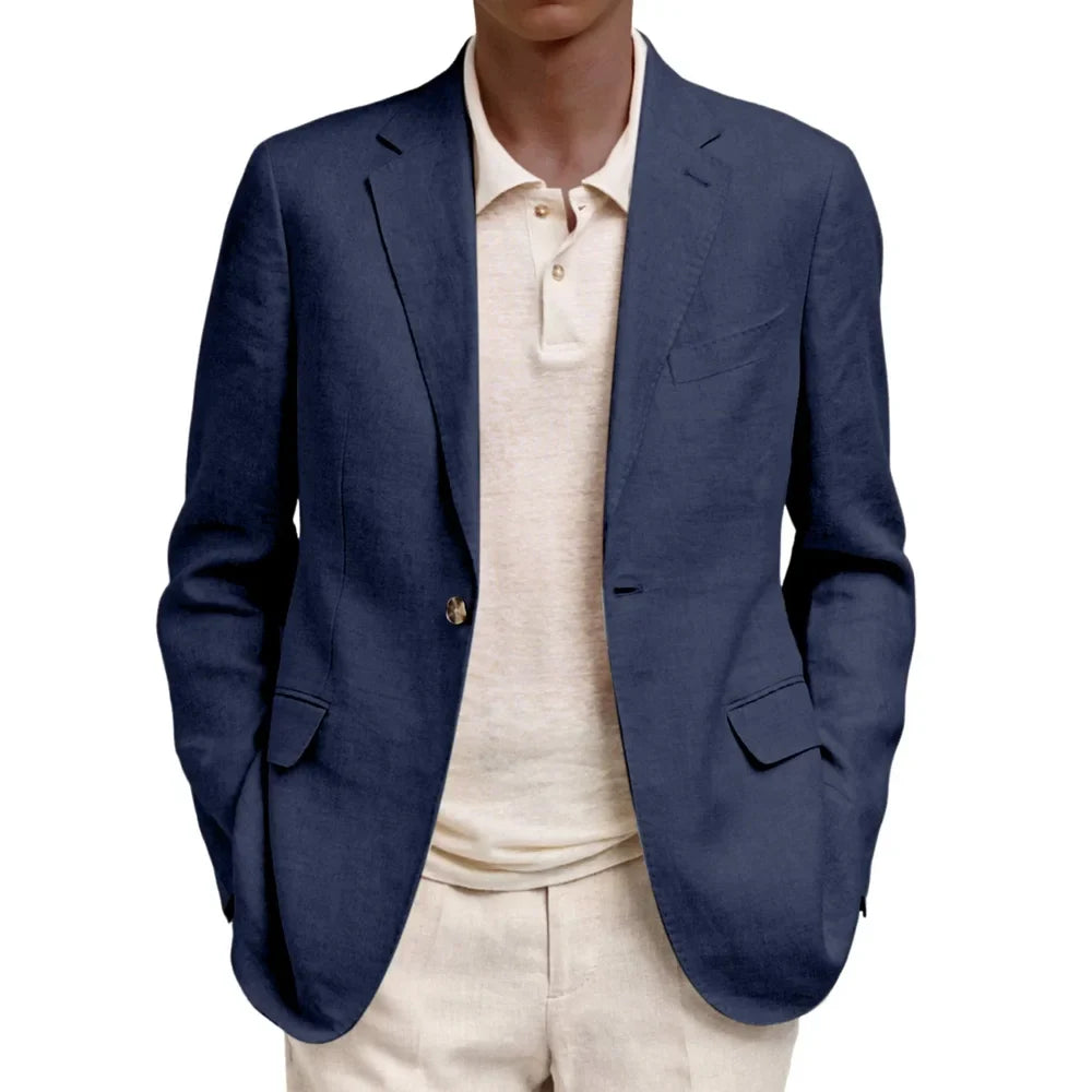 Spring Autumn Men's Single Button Blazers Solid Smart Casual Turn Down Collar Suit Outwear Male Slim Fit Fashion Blazer Coat Man