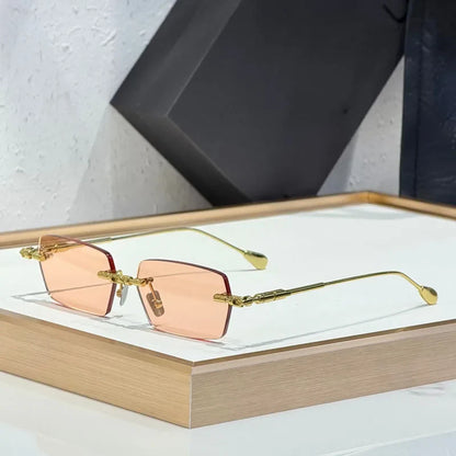 Fashion Street Design Sunglasses H61 Germany Rimless Square Men Women Classical UV400 High Quality Optical Glassses with Case