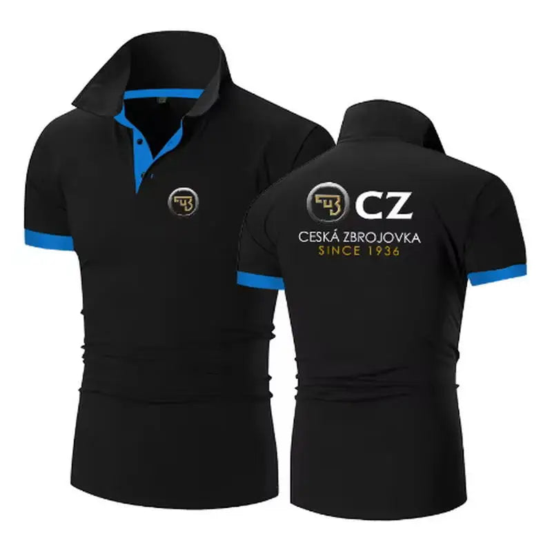 CZ Ceska Zbrojovka 2025 Men's New Summer Hot Sale Fashion Cotton Breathable Polos Shirt Casual Solid Color Slim Fit Top Clothing