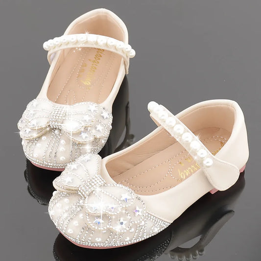 2026  Princess Crystal Shoes New Girls Single Shoes Frozen Rhinestones Shoes Performance Party Shoes