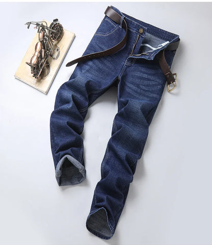 2026 New Men's Stretch Regular Fit Jeans Business Casual Classic Style Fashion Denim Trousers Male Black Blue Gray Pants