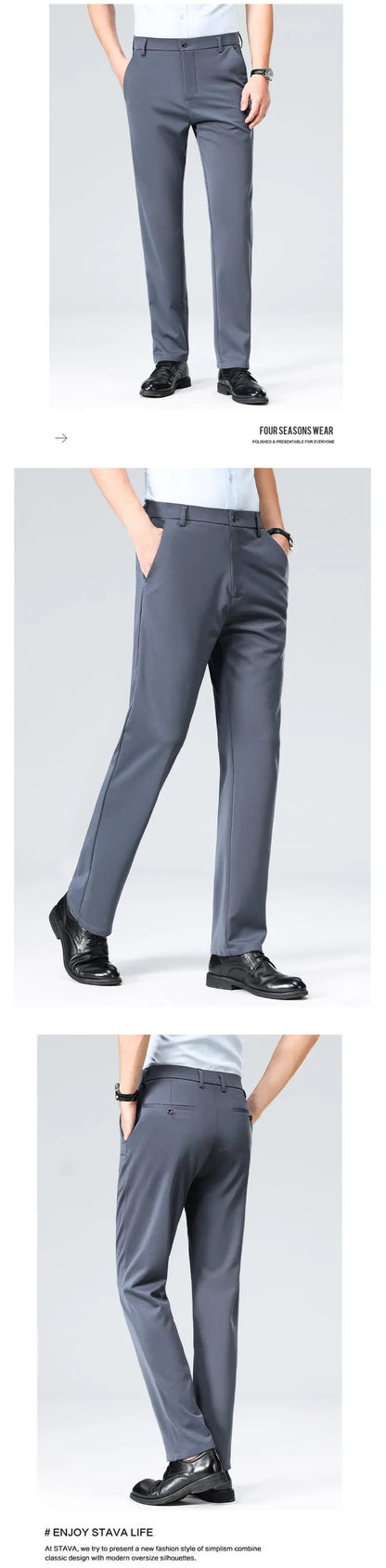 Men's Four-Way Stretch Business Casual Pants Spring/Autumn Formal Dress Trousers Elastic Comfortable Casual Pants