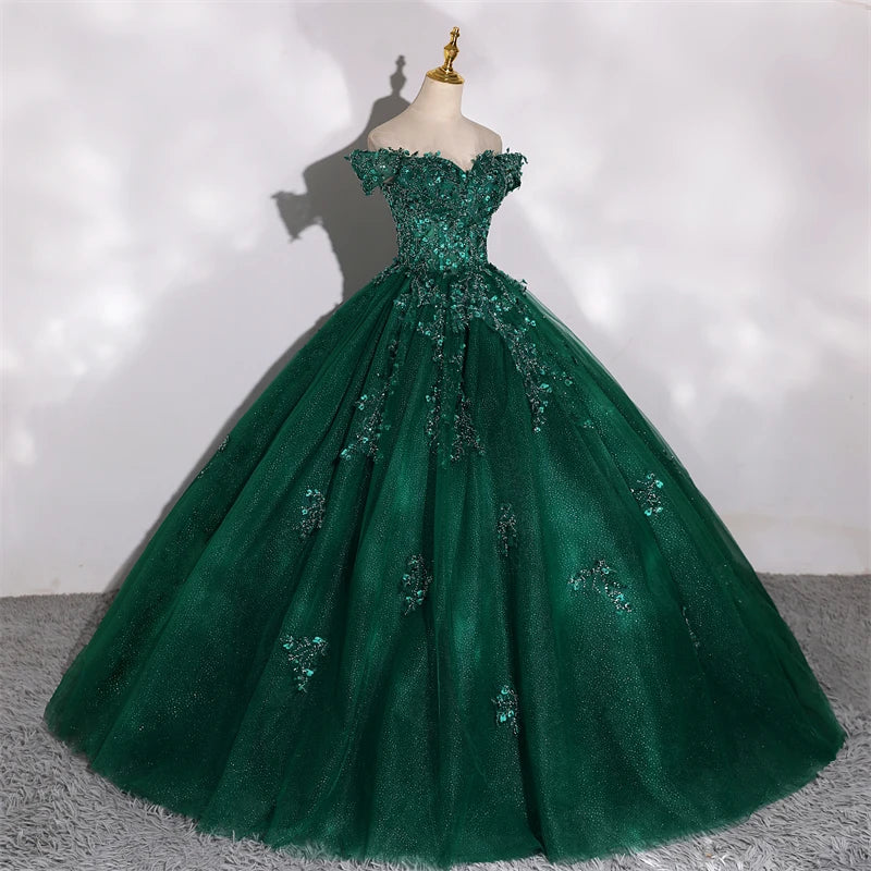 Customized 15 Quinceanera Dresses Ball Gown Luxury Glitter Party Dresses Elegant Off Shoulder 15 Yearl Old Dress Prom Gown 2025