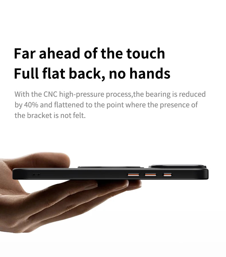 360° Rotating Stand Magnetic Orange Case For iPhone 17 Pro Max 17Air 17Pro Luxury Metal Button Folding Bracket Shockproof Cover