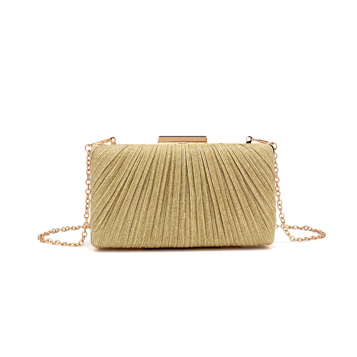 Fashion Women Clutch Bags Ruched Casual  Lady Evening Bags Golden Metal Chain Handbags Bling Sequined Banquet Dinner Prom Holder