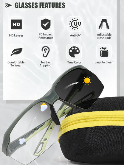 3PACKS Photochromic Cycling Sunglasses Glasses Bike MTB Bicycle Hiking Golf UV400 Sports Glasses for Men Women Baseball