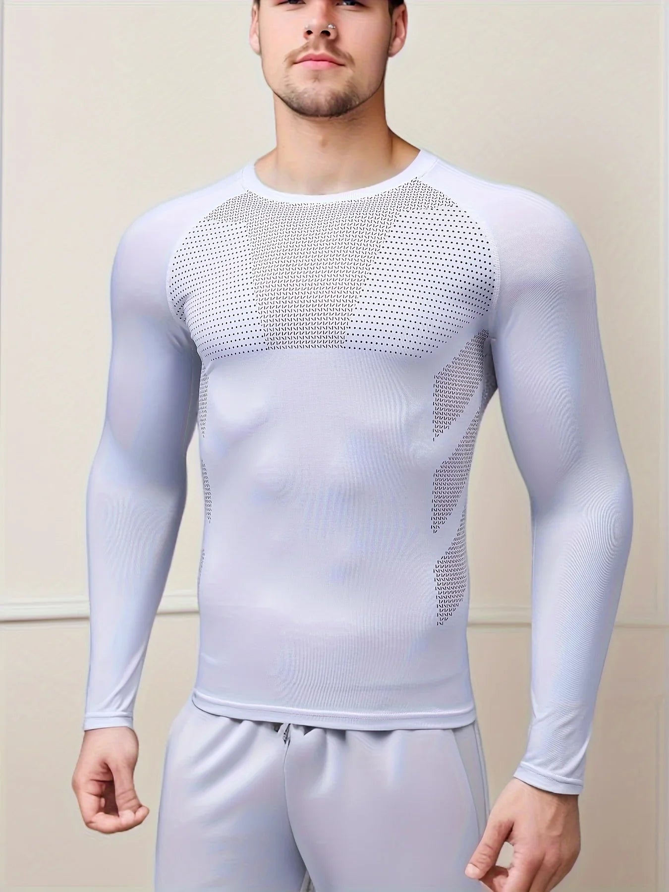 Men's Athletic Quick-Dry Long Sleeve Tee - High-Stretch, Durable & Versatile Sportswear for Training and Casual Wear