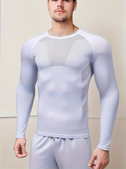 Men's Athletic Quick-Dry Long Sleeve Tee - High-Stretch, Durable & Versatile Sportswear for Training and Casual Wear