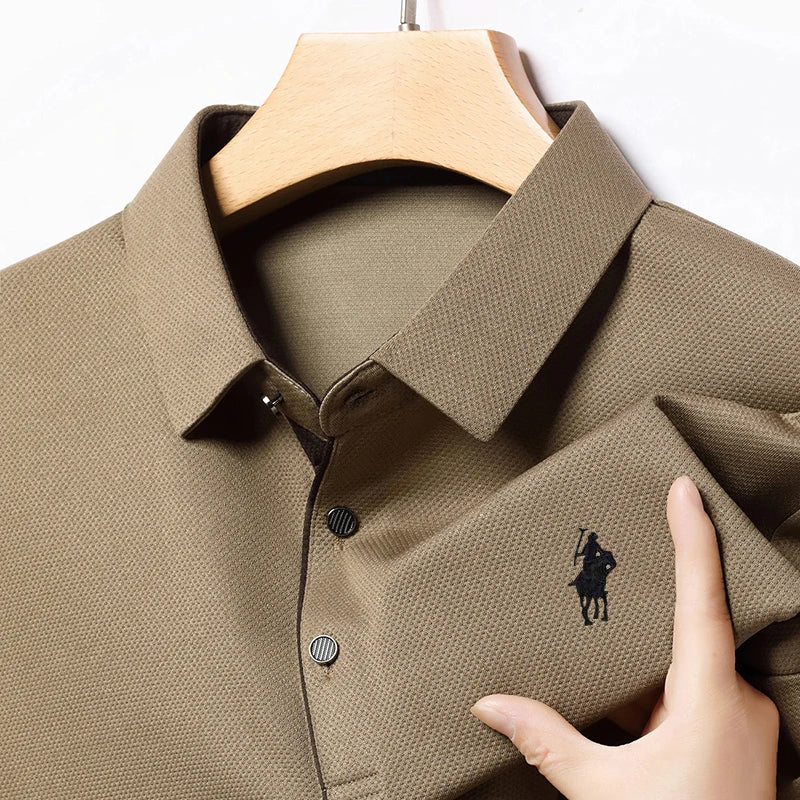 Spring and Autumn Pure Cotton Men's Long Sleeve Collar T-shirt Business Casual Fashion Comfortable Versatile Polo Shirt