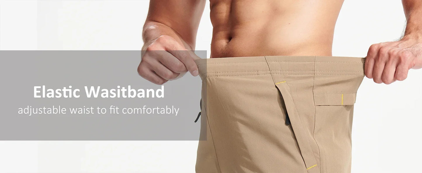 Quick Dry Athletic Shorts with Zipper Pockets Men's Summer Running Shorts Gym Training Workout Fitness Hiking Shorts