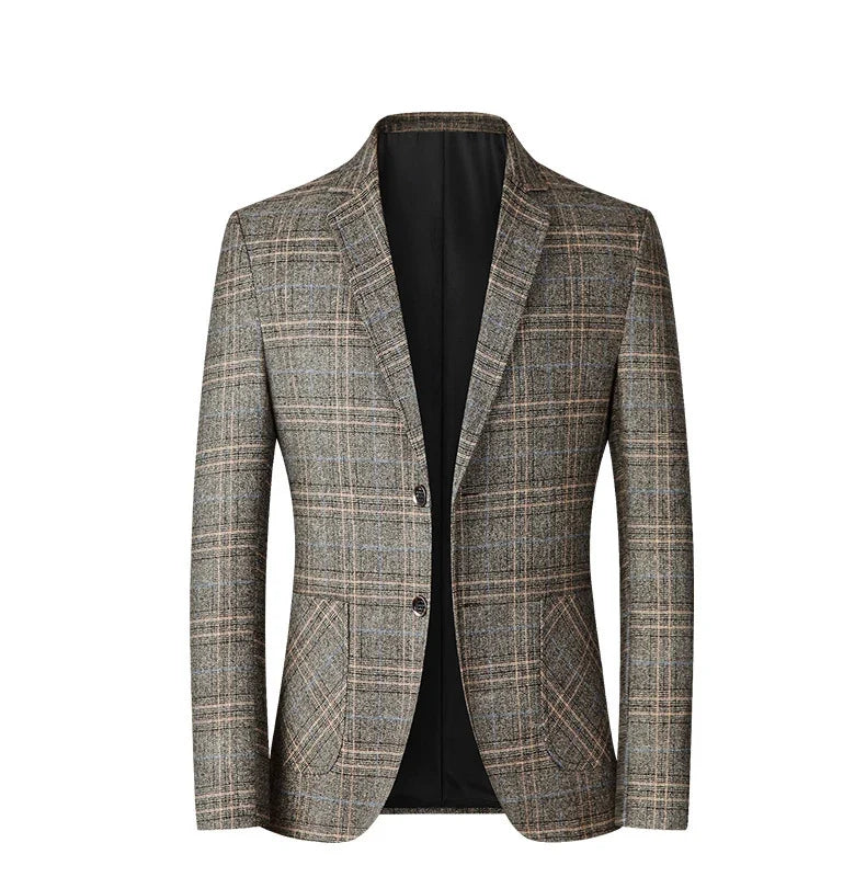 New Men Blazer Slim Fit Plaid Long Sleeve Smart Casual Blazer for Men 2026 Spring and Autumn Wedding Coat for Men Clothes
