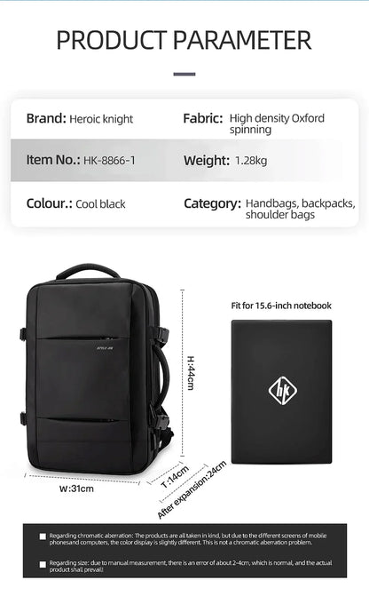 Business Backpack for Men Waterproof Anti-Theft 15.6” Laptop Backpack Casual Large Capacity Expandable Travel Bag Short Trip