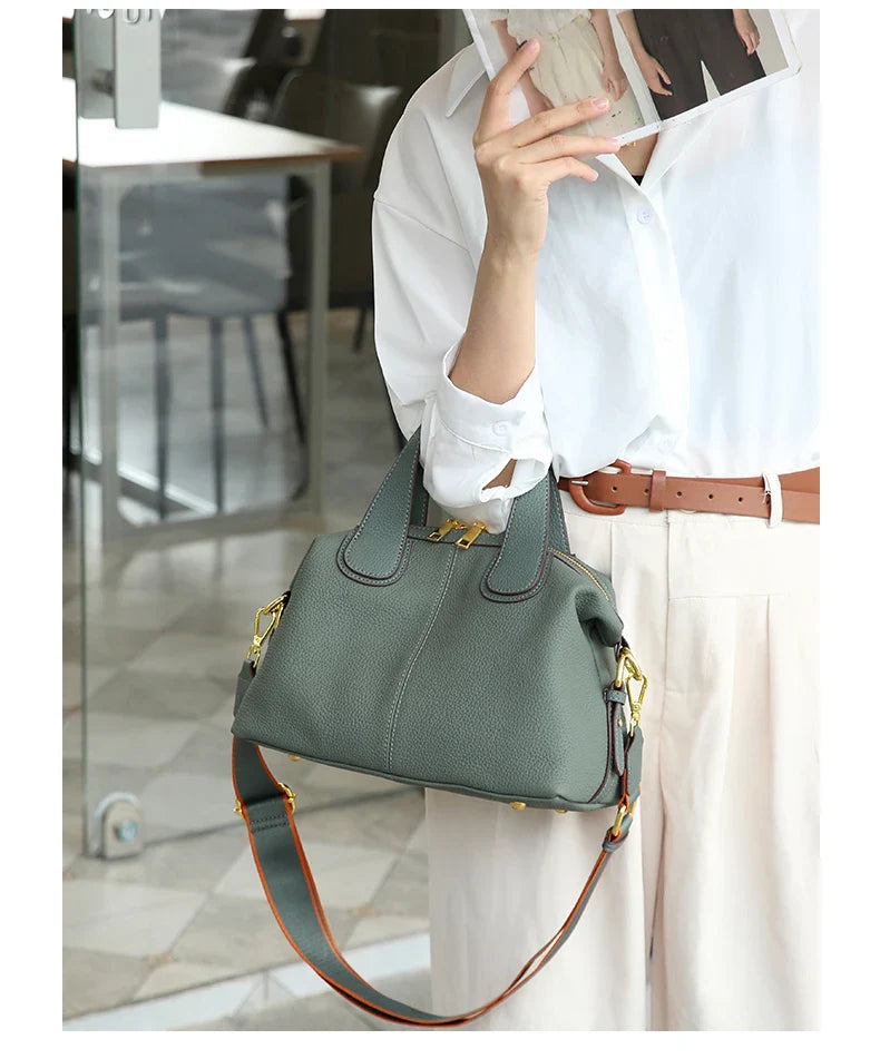 Women's Bag 2025 Trend Natural Cow Leather Bag Female Retro Cowhide Crossbody Bags Ladies Large Capacity Shoulder Bag Women
