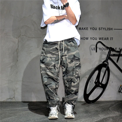 Mens American Tactical Cargo Pants Premium Camo Baggy Loose Fit Vintage Streetwear Korean Style Trendy Workwear Khaki Pants Male