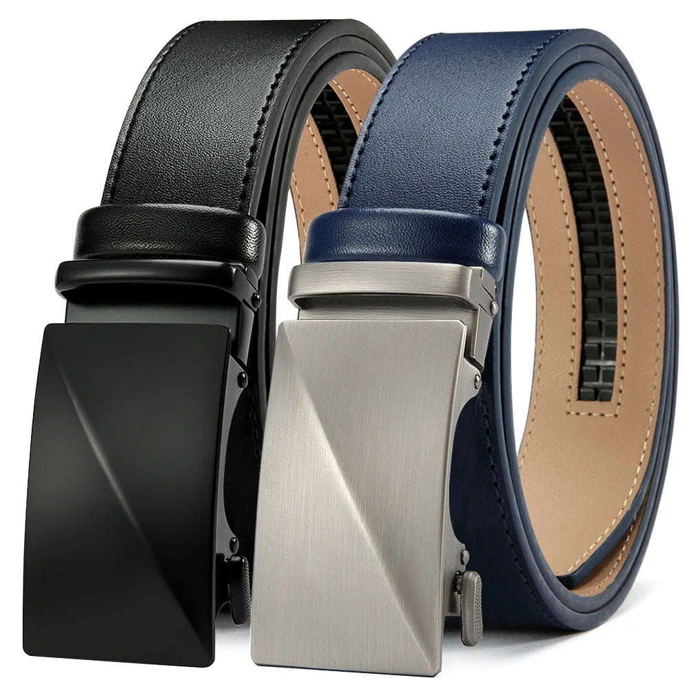 Brand Leather Belts for Men 115cm-135cm Automatic Belt with Ratchet Strap Top Quality Belts Luxury Belts for Men