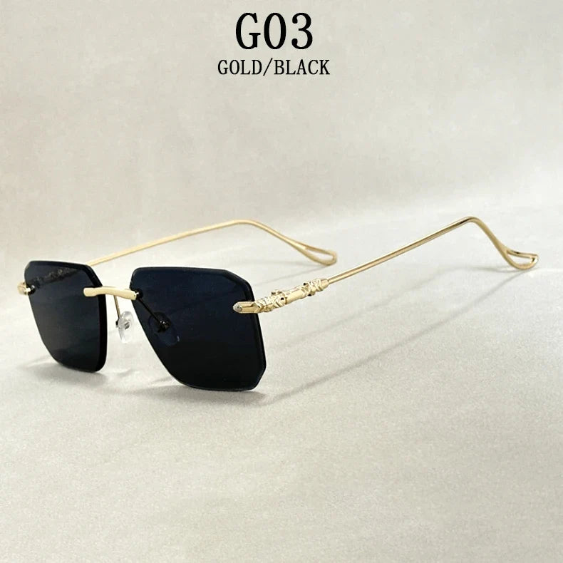 2024 Rimless Sunglasses Women Trendy  New Square Fashion Glasses Vintage Luxe Lentes De Sol Mujer Lunette Soleil Femme Okulary
