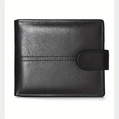 Portefeuille Homme en Cuir Véritable, Brossage Antivol Rfid, Anti-Magnétique, Porte-Monnaie Court, Grande Capacité, Portefeuille à Boucle Multi-Fentes