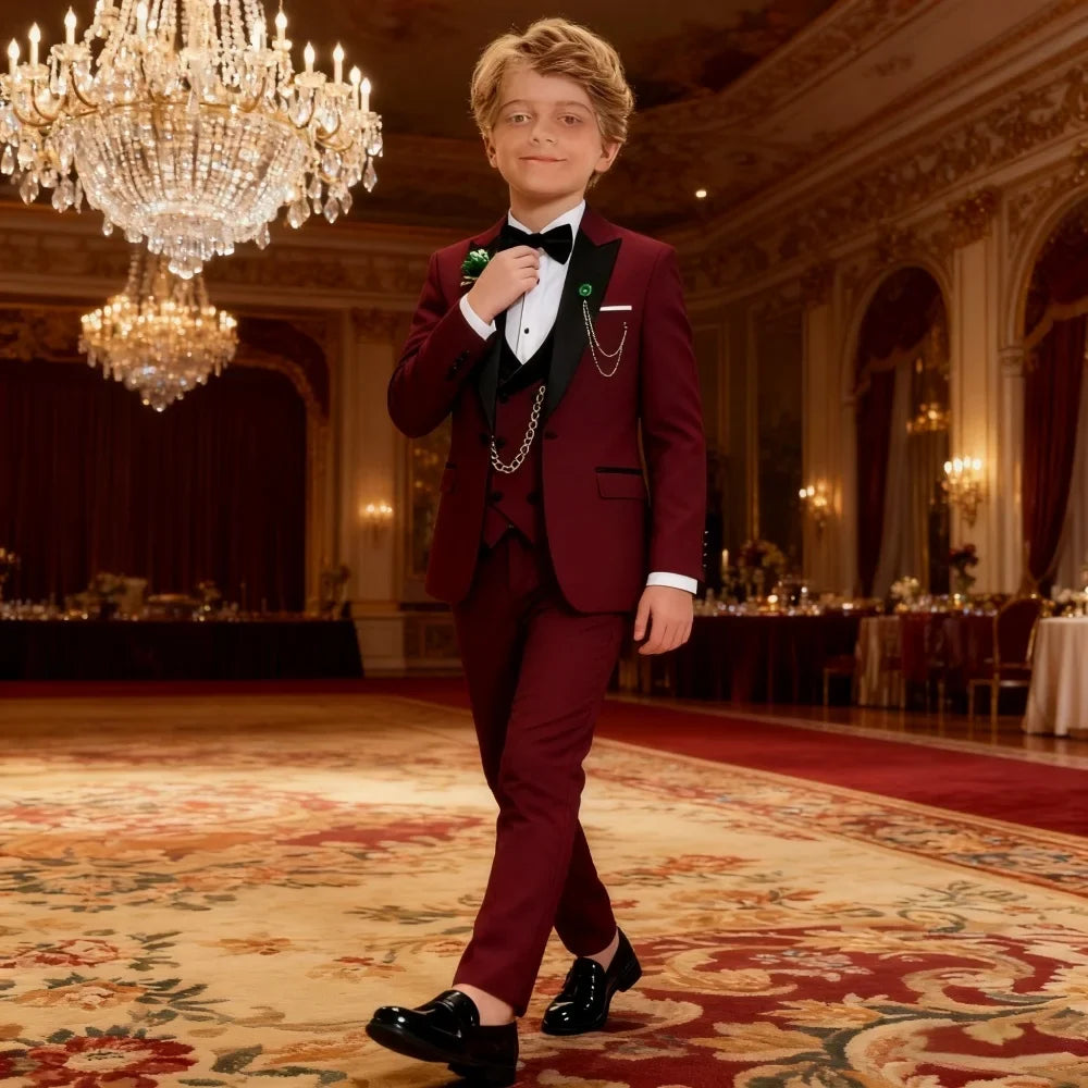 Hot-Selling Boy Birthday Suit Classic Ring Bearer Suit For Children Clothing Performance Suit Includes Jacket Trousers Vest