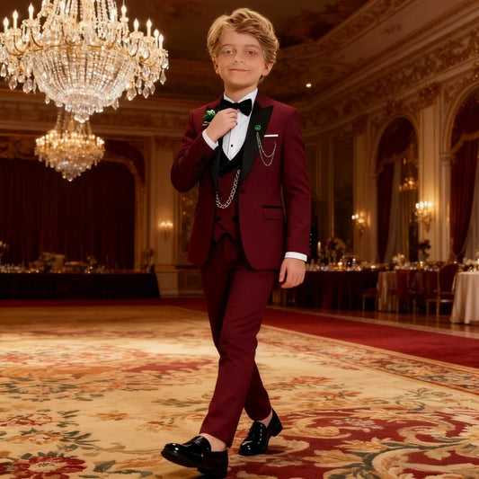 Hot-Selling Boy Birthday Suit Classic Ring Bearer Suit For Children Clothing Performance Suit Includes Jacket Trousers Vest