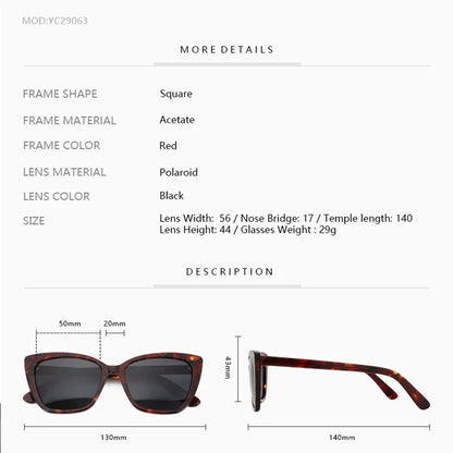 Retro Polarized Sunglasses Women Vintage Shades UV400 Protection Fashion Cat Eye Acetate Sun Glasses Trendy