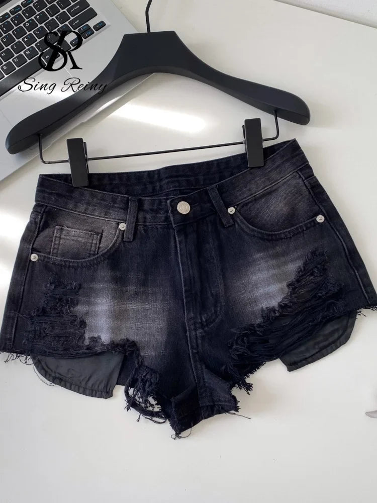 American Retro Camouflage Mini Shorts 2026 Ladies Hollow Out Slim Beach Pants Hot Girl Sexy Print Denim Shorts