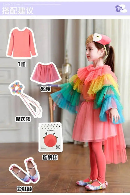 Halloween Children's Costume Cosplay Animal Parrot Performance Costume Kid Cloak Kindergarten Prom Animal Clothing