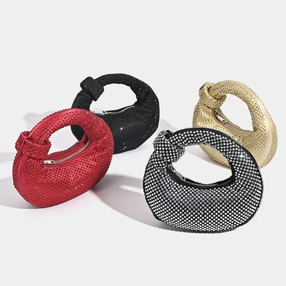 New Small Niche Design Diamond Dumpling Handbag Women's Socialite Style Evening Event Casual Versatile Handbag Water Diamond Bag