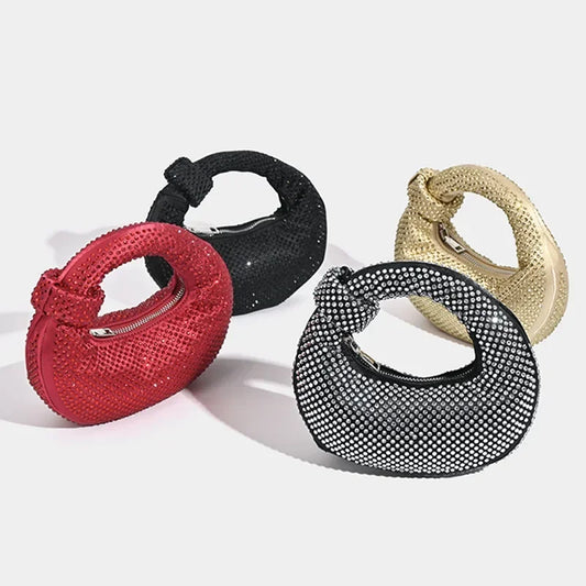 New Small Niche Design Diamond Dumpling Handbag Women's Socialite Style Evening Event Casual Versatile Handbag Water Diamond Bag