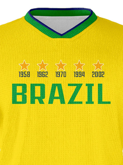 Custom Soccer Jersey Set Brazil Personalized Name Number Football Shirt for School Team Club Kids Youth Practice Soccer Uniform