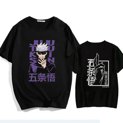 Jujutsu Kaisen Satoru Gojo Unisex Pure Cotton T-shirt 2026 Summer Anime Print Round Neck Casual Parent-child Short Sleeved Top