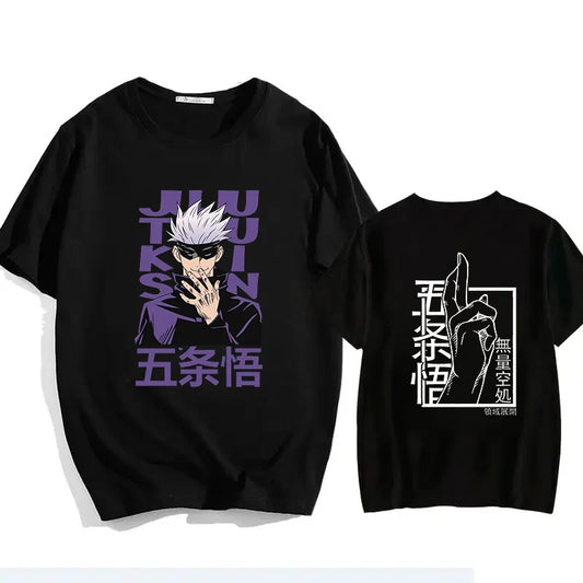 Jujutsu Kaisen Satoru Gojo Unisex Pure Cotton T-shirt 2026 Summer Anime Print Round Neck Casual Parent-child Short Sleeved Top