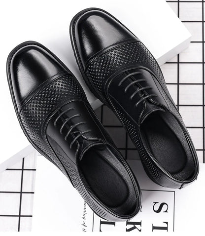 Breathable Hallow New Designer Cow Leather Shoes for Man Summer Autumn Fashion Business Casual Dress Shoes Loafers Man