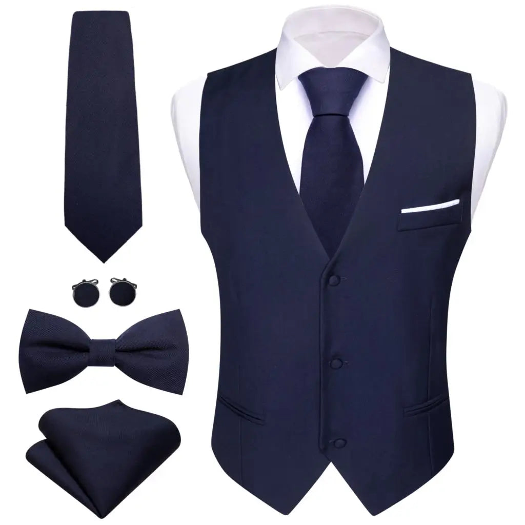 Elegant Silk Vest for Men Wedding Solid Gold Green Pink Purple Red Waistcoat Tie Bowtie Set Sleeveless Jacket Suit Barry Wang