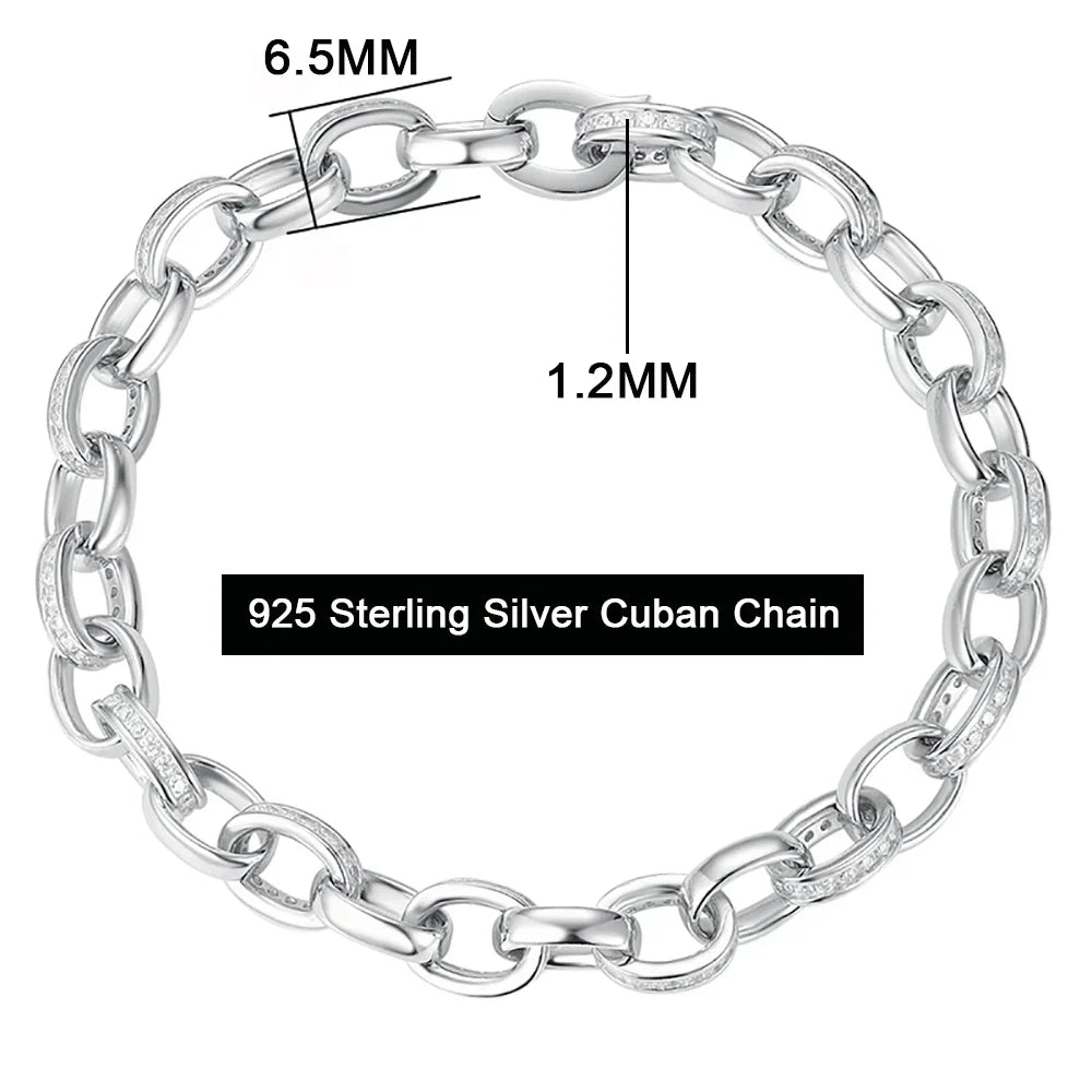 1.2mm Moissanite Tennis Bracelet with  925 Sterling Silver Cuban Link Chain Birthday Party Gifts Jewelry for Women Men