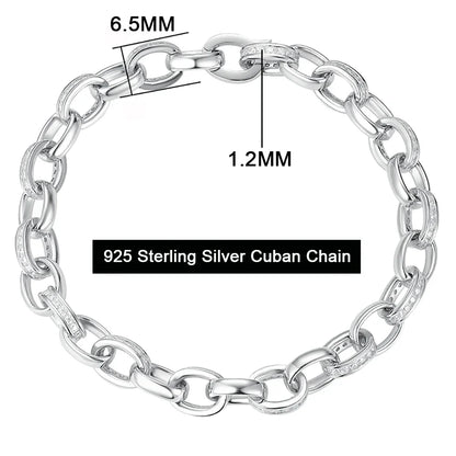 1.2mm Moissanite Tennis Bracelet with  925 Sterling Silver Cuban Link Chain Birthday Party Gifts Jewelry for Women Men