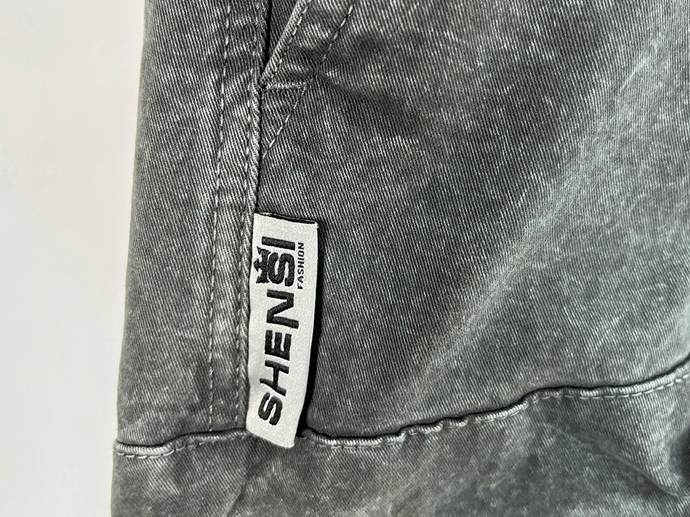 High Quality Snow Wash Distressed Cargo Pants Men Korean Fashion Plus Size Harem Pants Streetwear Joggers Casual Baggy Trousers