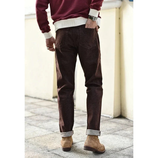 Men Jeans Brown Jeans Men Jeans Trousers  Selvedge Denim Jeans for Men Taper Fit Mens Jeans vintage 13.8 Oz