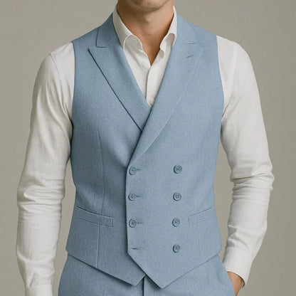 Men Vest White Solid With Lapel Double Button Waistcoat For Wedding Party Banquet Business Work Daily Casual Men Suit Vest