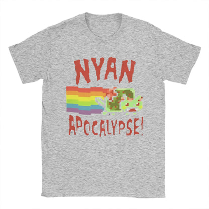Men's Nyan-Cats Apocalypse Game T Shirts Funny Internet Meme Pure Cotton merch Novelty Short Sleeve Round Neck Tee Shirt T-Shirt
