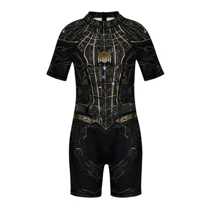 Children One Pieces Swimsuit Superhero 3D Print Playsuit Child Short Sleeve Swimwear Beach Bathing Suit Swim Wear For Boys Girls