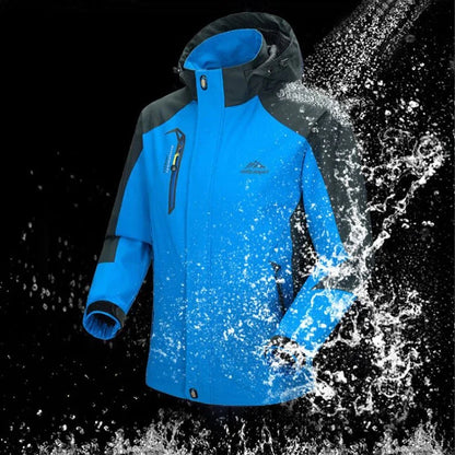 Men's Autumn Hiking Jacket Hooded Removable Waterproof Lightweight Rain Coat Trekking Outdoor Camping Casual Sportswear
